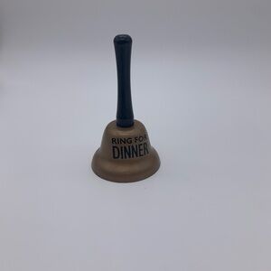 Vtg. “RING FOR DINNER” Bronze Desk Or Counter Bell With Spring Clapper